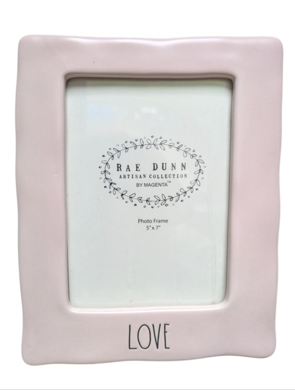 Rae Dunn Artisan Collection Pink Ceramic "LOVE" 5x7 Photo Frame